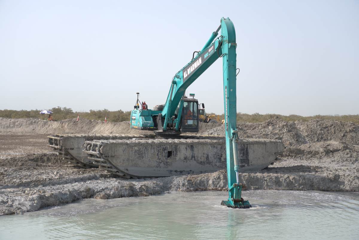 The new 2026 Kobelco Amphibious SK380XDLC-10 Excavator