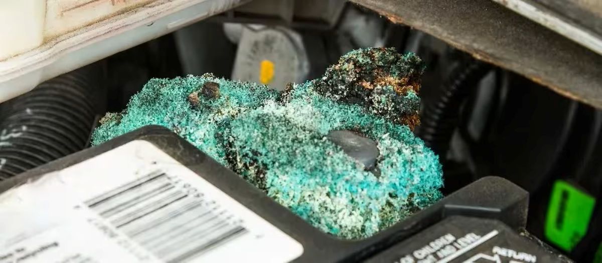 Look for signs of green corrosion (copper oxidation) on battery terminals and sensor plugs