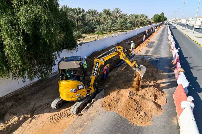 A CAT mini excavator at work on a rental equipment for landscaping project in Sharjah, UAE