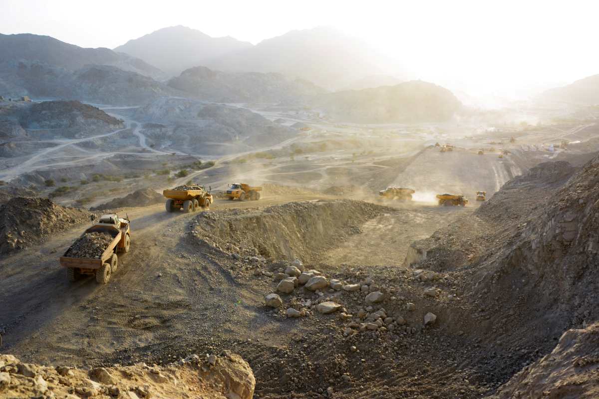 articulated dump trucks on a job site