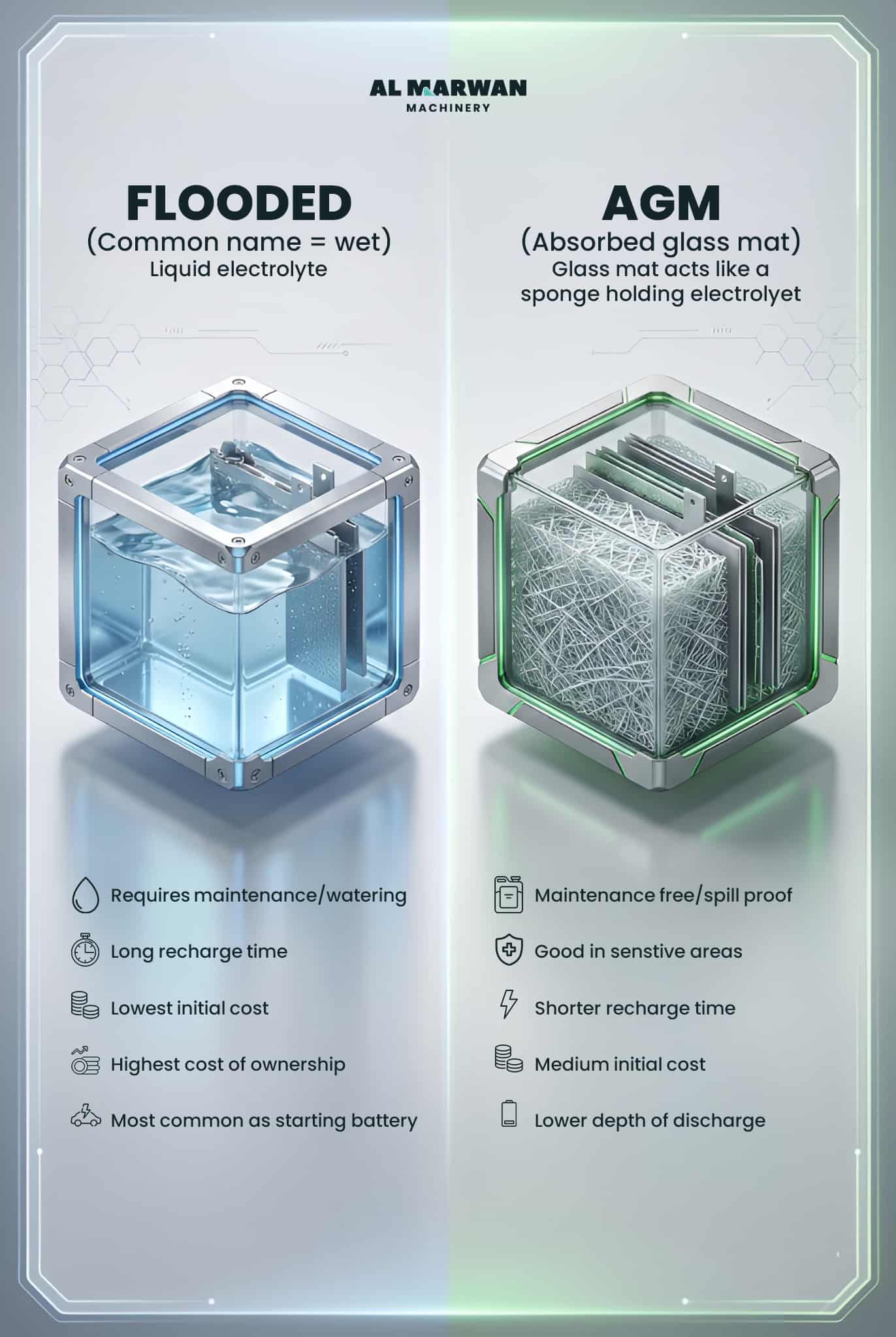 wet-cell batteries or AGM