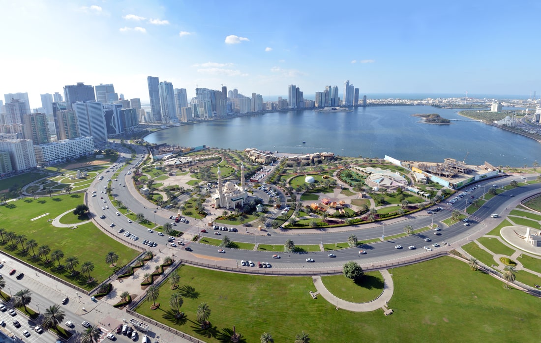 The finished landscape of Al Majaz Park and Waterfront in Sharjah