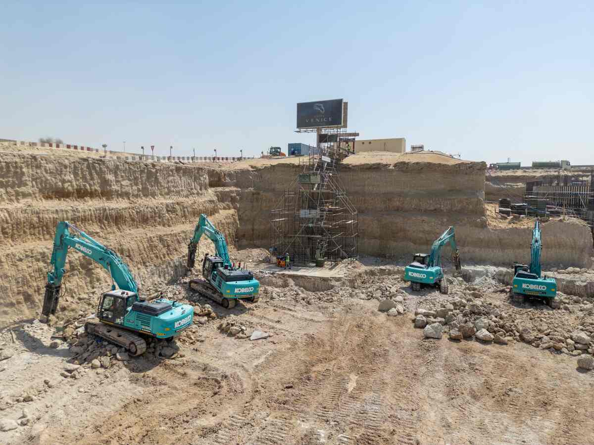 Multiple excavators from Al Marwan’s rental fleet