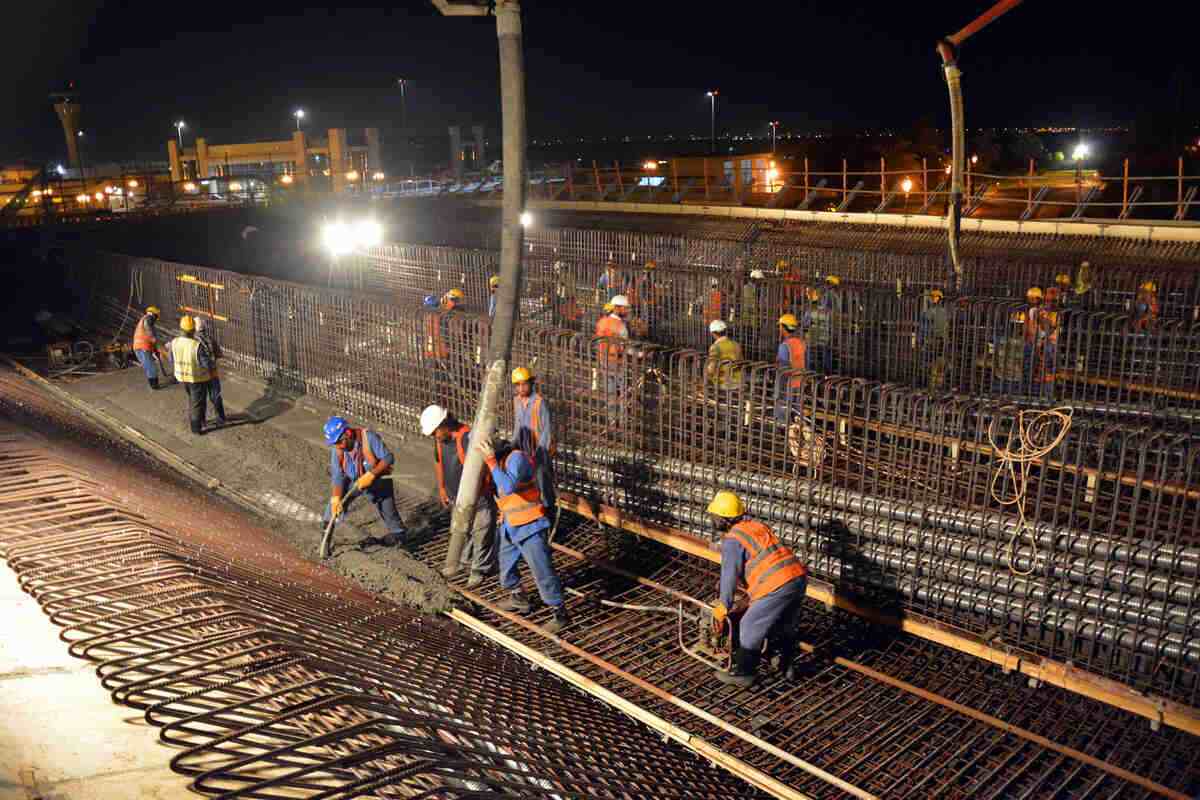 One of Al Marwan's workers uses internal vibrators
