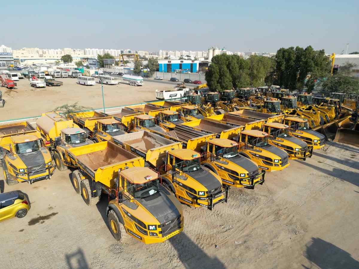 A fleet of 2022 Volvo A40G articulated dump trucks