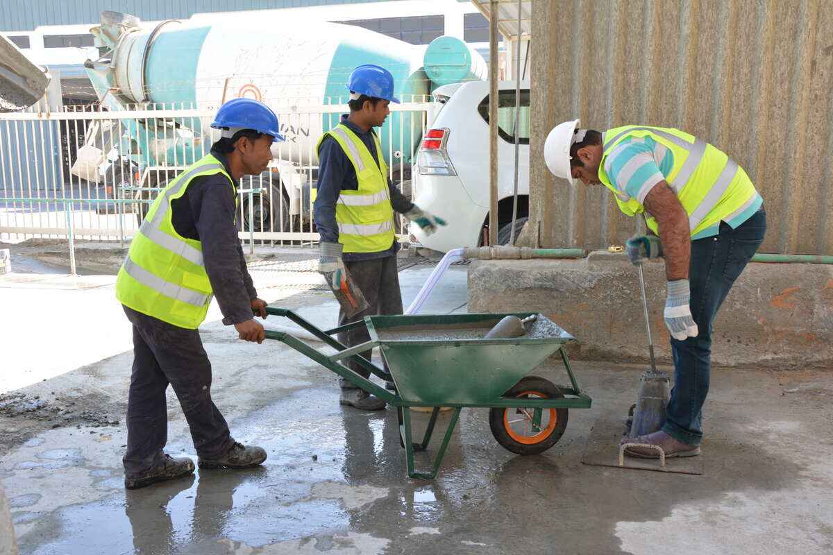 A wheelbarrow makes transporting the material quicker